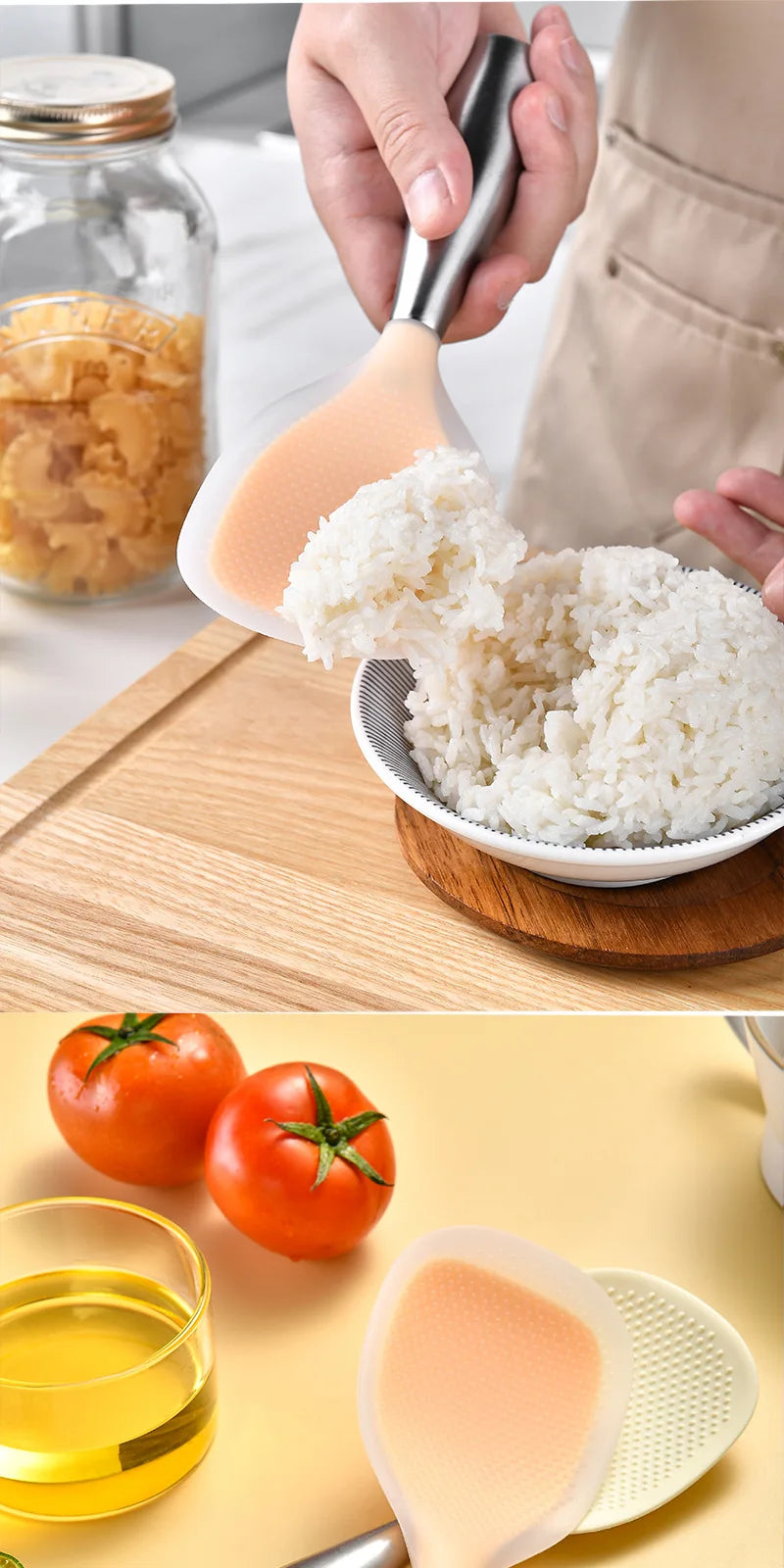 1/5Pcs Non-stick Silicone Spoon Cooking Spoon Anti-scalding Pot Rice High-temperature-resistant Spoon Durable Kitchen Gadgets - Tegulane Global