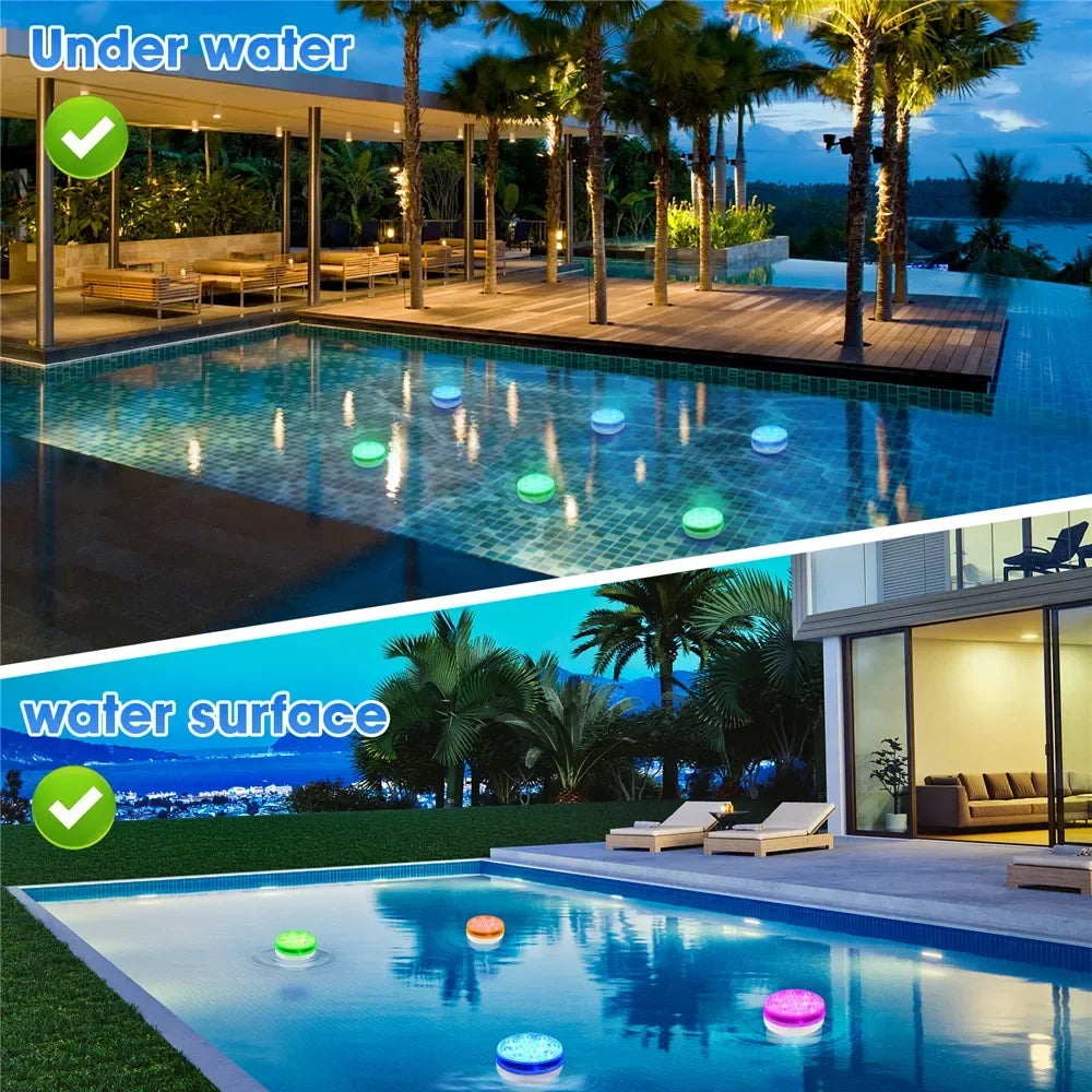 Updated Submersible 13LED Underwater Light with Remote Control Underwater Pool Light IP68 Bright Lamp RGB for Pond/Pool/Aquarium - Tegulane Global