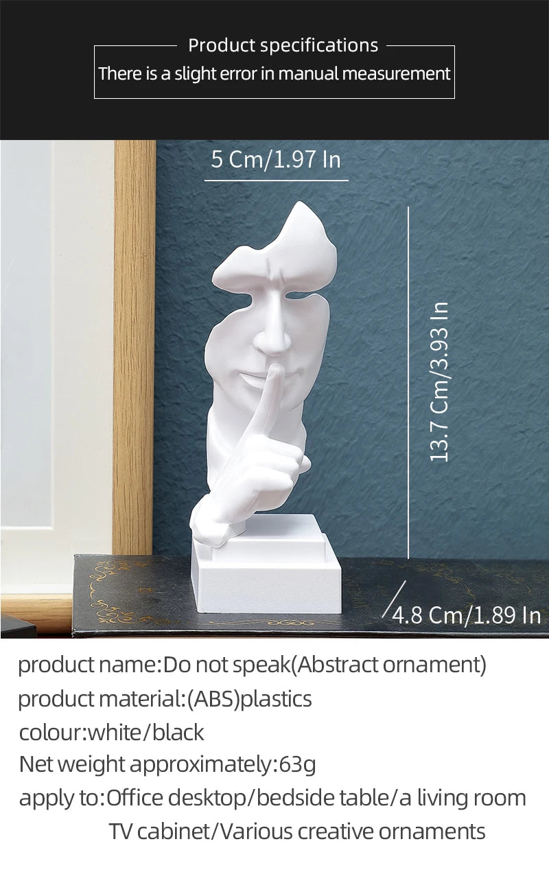 Mask Gesture Ornament, Finger Lip Sculpture, Secret-Keeping Home Decor, Office Desk Sculpture Gift, Living Room Decoration - Tegulane Global