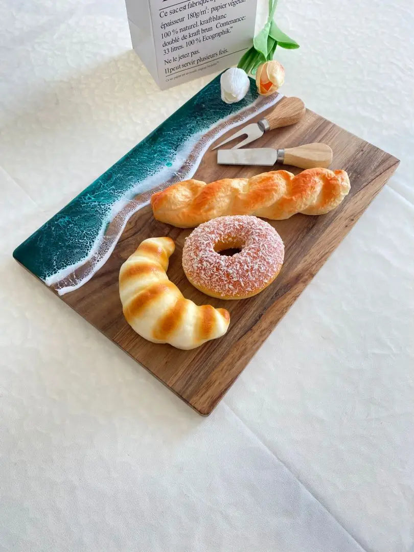 Acacia Wood Cutting Board With Resin Wave & Sea Epoxy Resin Ocean Pan for Kitchen Meal Prep Serving Tray Cheese & Cutting Board - Tegulane Global