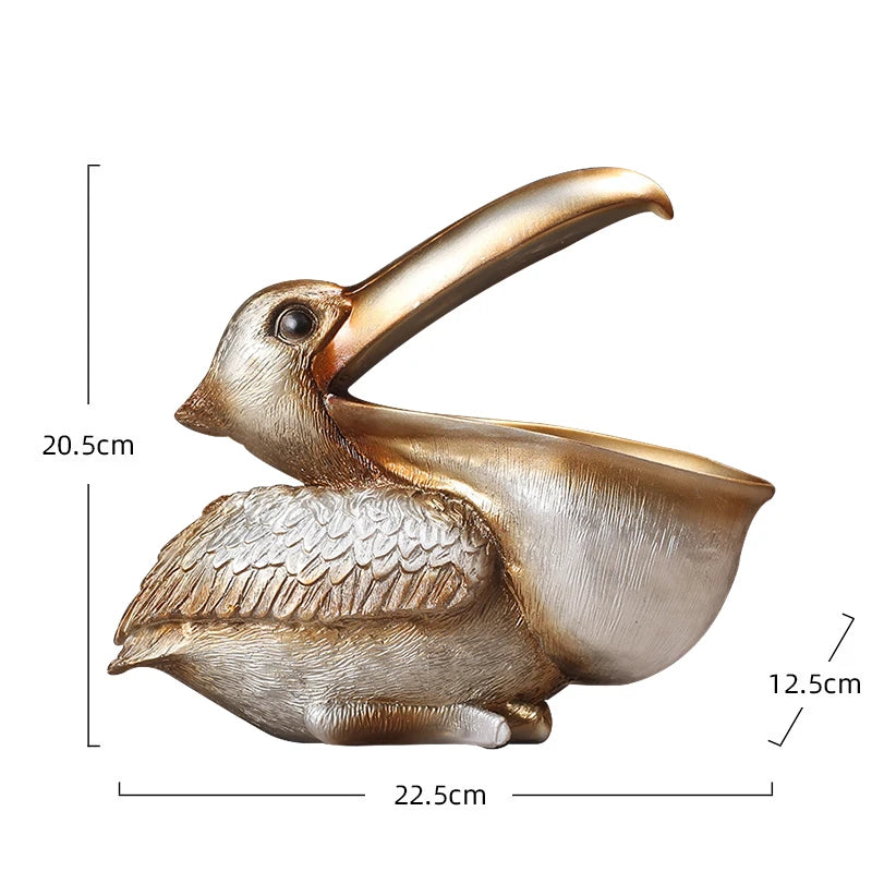 Pelican Bird Ornament Retro Resin Key Jewelry Storage Toucan Entrance Hall Living Room Tea Table Home Arts And Crafts Creative - Tegulane Global