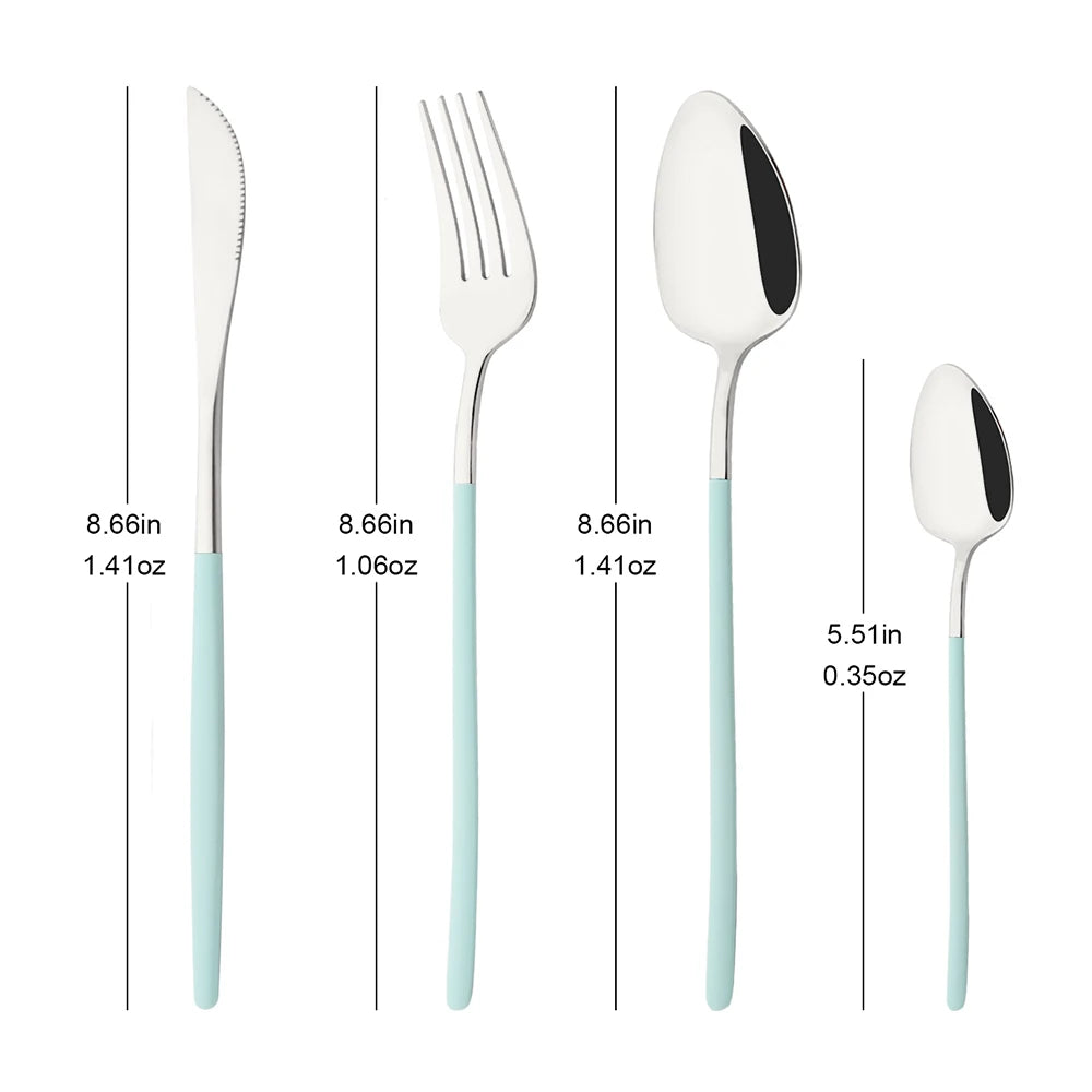 4Pcs Western Dinnerware Set Black 304 Stainless Steel Cutlery Kitchen Dinner Knife Fork Spoon Tableware Flatware Dishwasher Safe - Tegulane Global