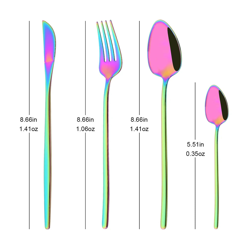 4Pcs Western Dinnerware Set Black 304 Stainless Steel Cutlery Kitchen Dinner Knife Fork Spoon Tableware Flatware Dishwasher Safe - Tegulane Global