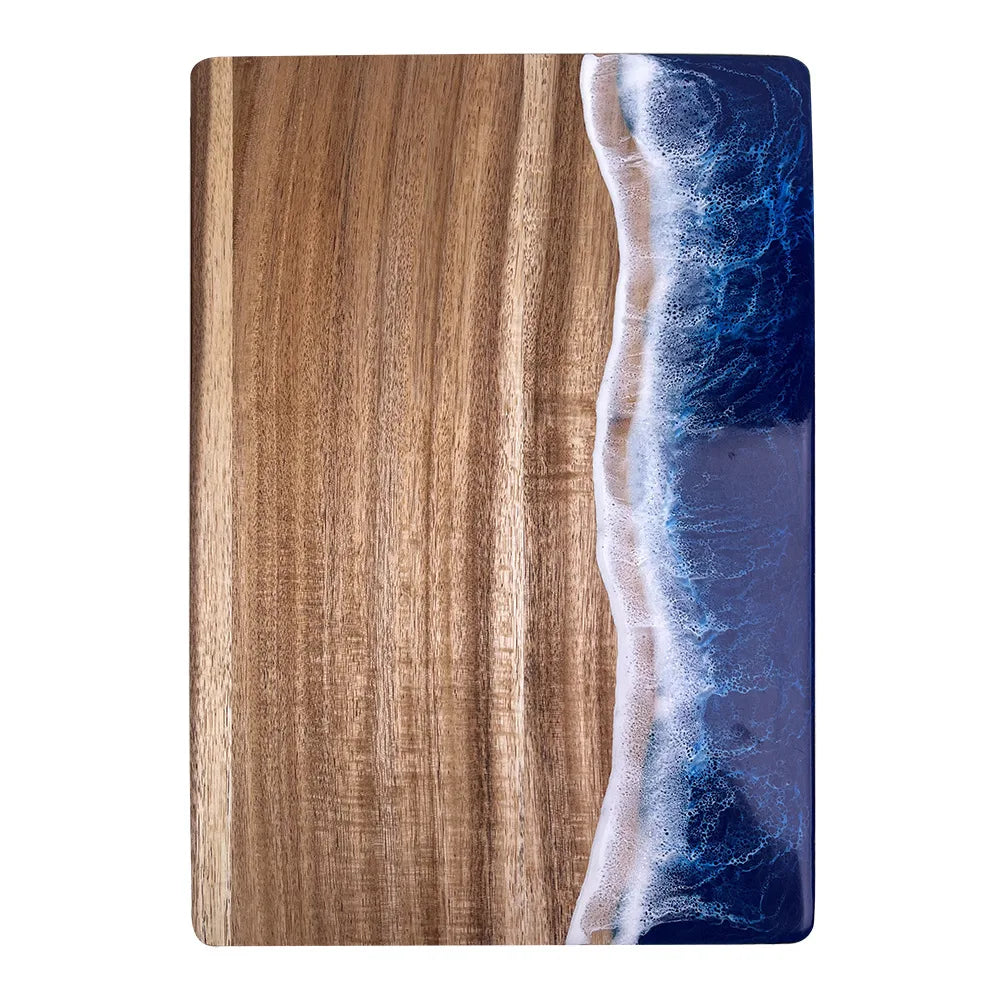 Acacia Wood Cutting Board With Resin Wave & Sea Epoxy Resin Ocean Pan for Kitchen Meal Prep Serving Tray Cheese & Cutting Board - Tegulane Global