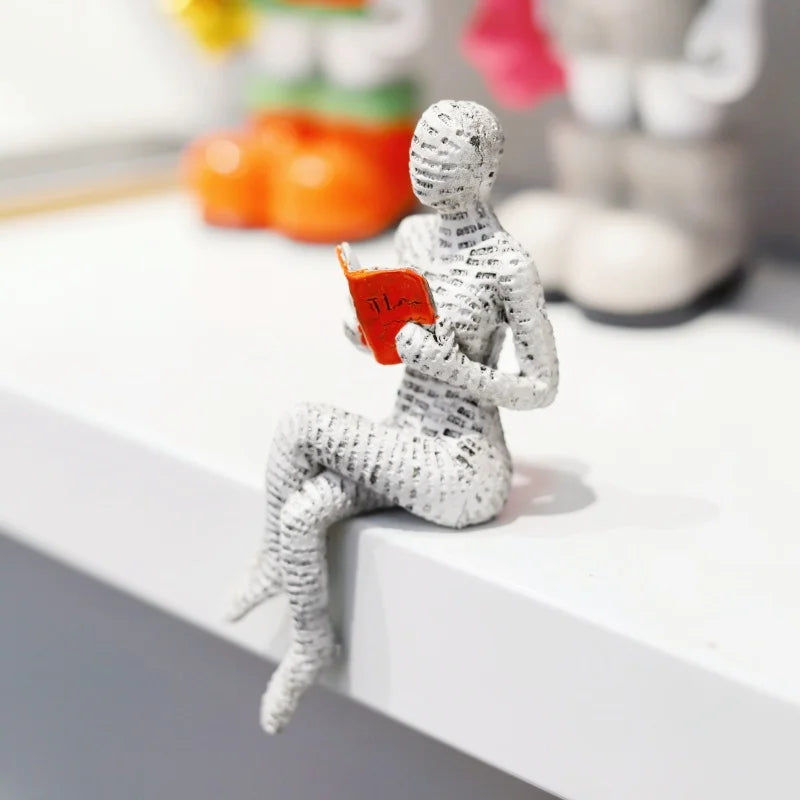 1Pc, Reading Paper Pulp Woman Thinker Statue Decoration, Creative Art Design Modern Home Office Bookshelf Tv Cabinet Accessories Desk Decoration Gifts - Tegulane Global