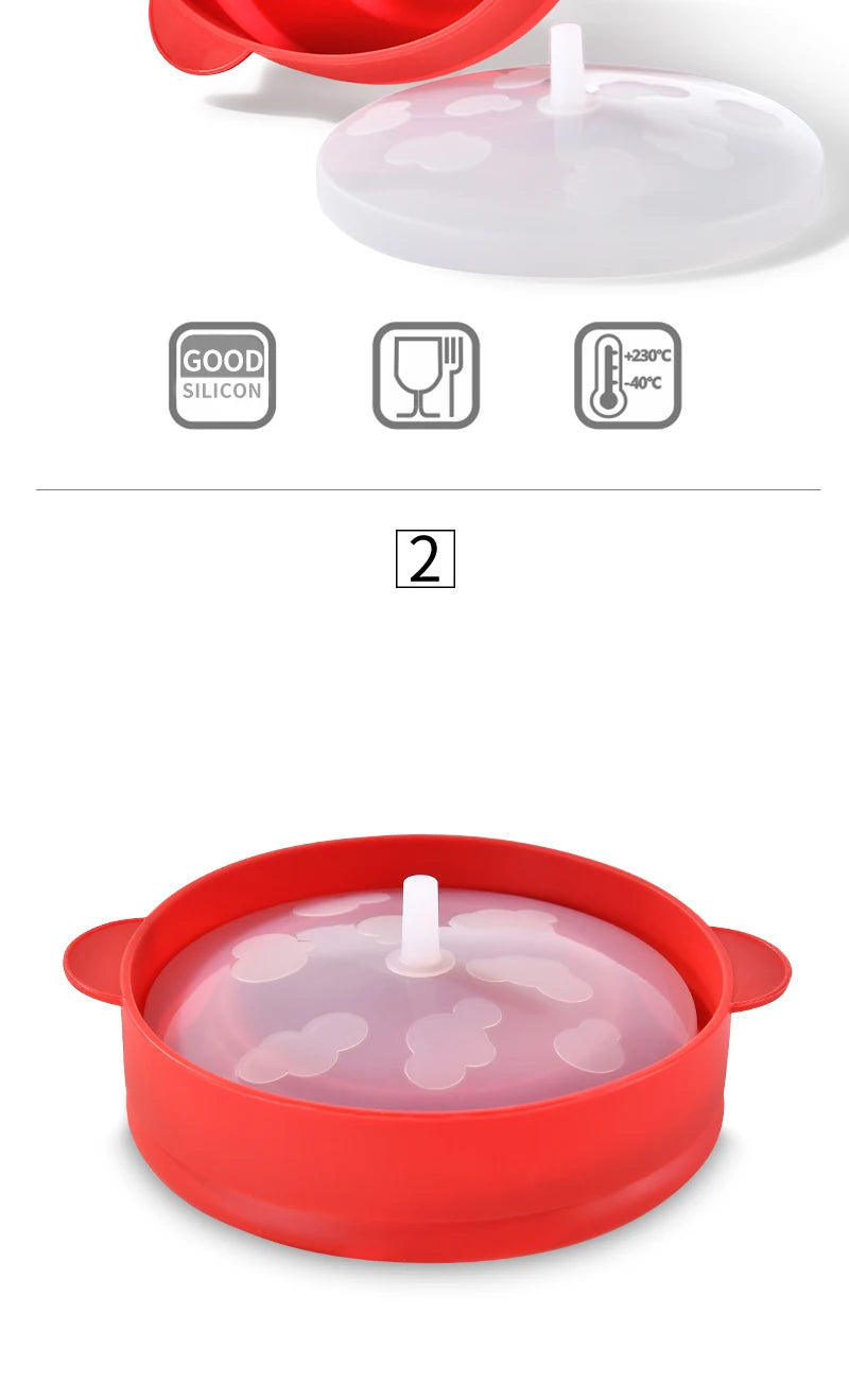 1/3Pcs Microwave Popcorn Bowl Bucket Silicone DIY Red Popcorn Maker with Lid Chips Fruit Dish High Quality Kitchen Easy Tools - Tegulane Global