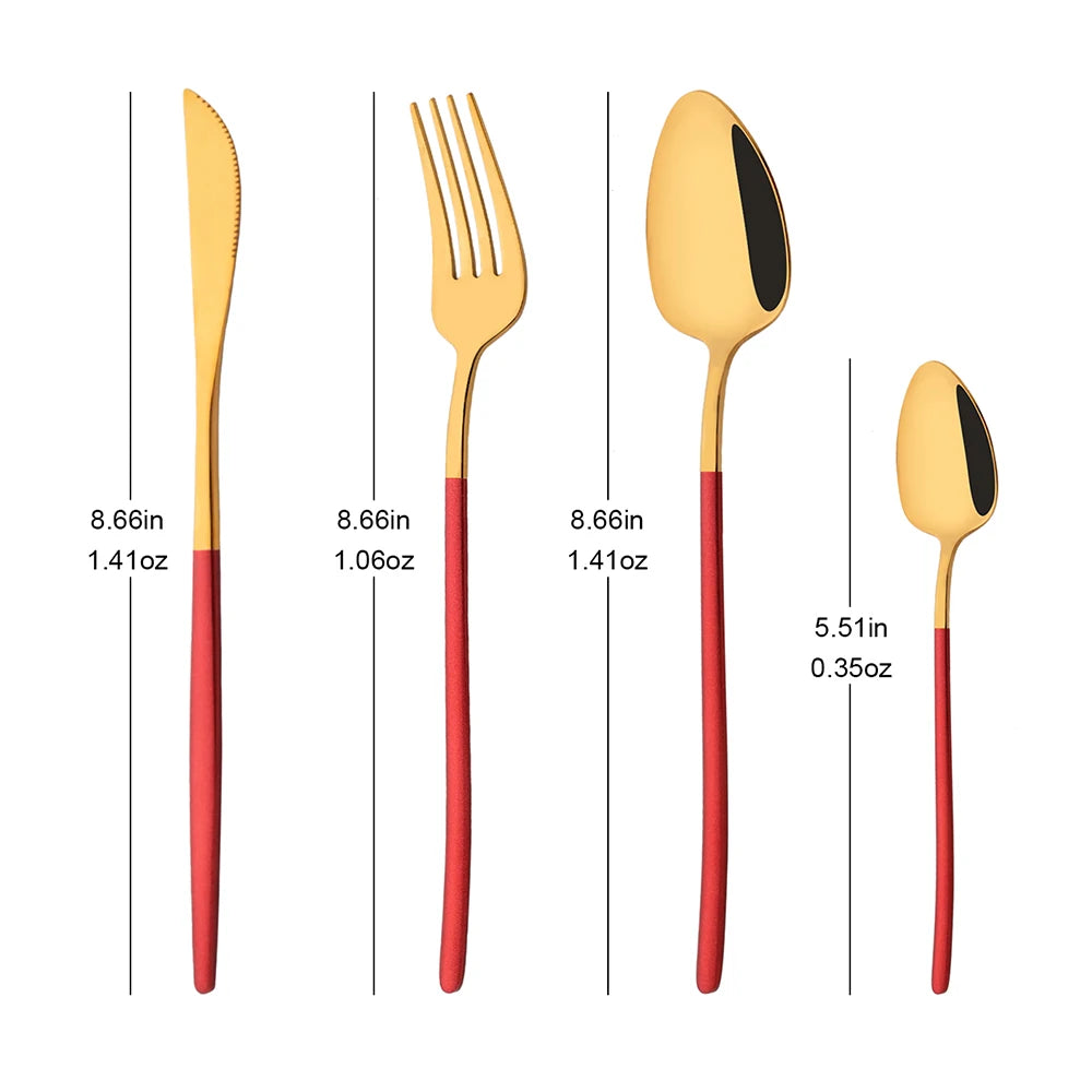 4Pcs Western Dinnerware Set Black 304 Stainless Steel Cutlery Kitchen Dinner Knife Fork Spoon Tableware Flatware Dishwasher Safe - Tegulane Global