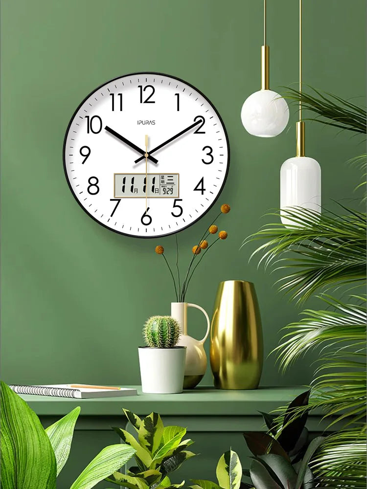 2026 New 10/12/14-inch Temperature and Humidity Electronic Calendar Multi-functional Wall Clock Dual Display Mute Quartz Clocks - Tegulane Global