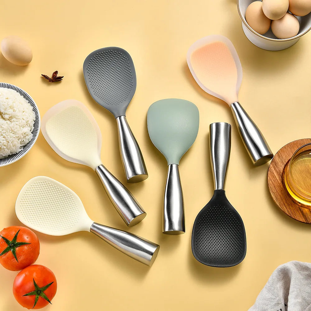 1/5Pcs Non-stick Silicone Spoon Cooking Spoon Anti-scalding Pot Rice High-temperature-resistant Spoon Durable Kitchen Gadgets - Tegulane Global