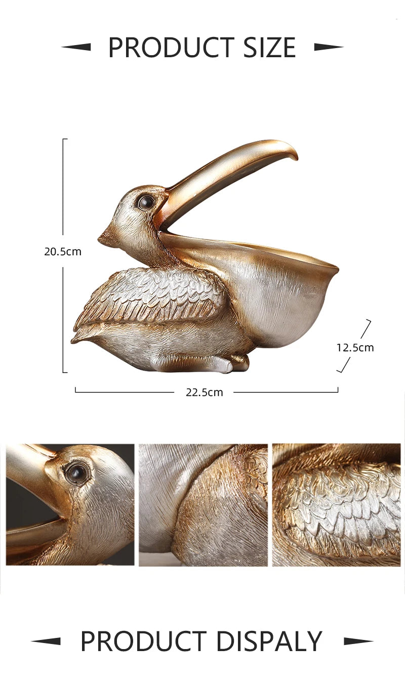 Pelican Bird Ornament Retro Resin Key Jewelry Storage Toucan Entrance Hall Living Room Tea Table Home Arts And Crafts Creative - Tegulane Global