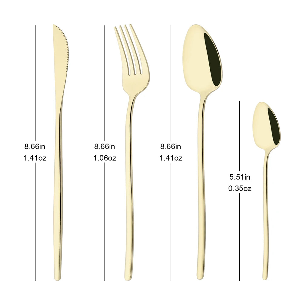 4Pcs Western Dinnerware Set Black 304 Stainless Steel Cutlery Kitchen Dinner Knife Fork Spoon Tableware Flatware Dishwasher Safe - Tegulane Global