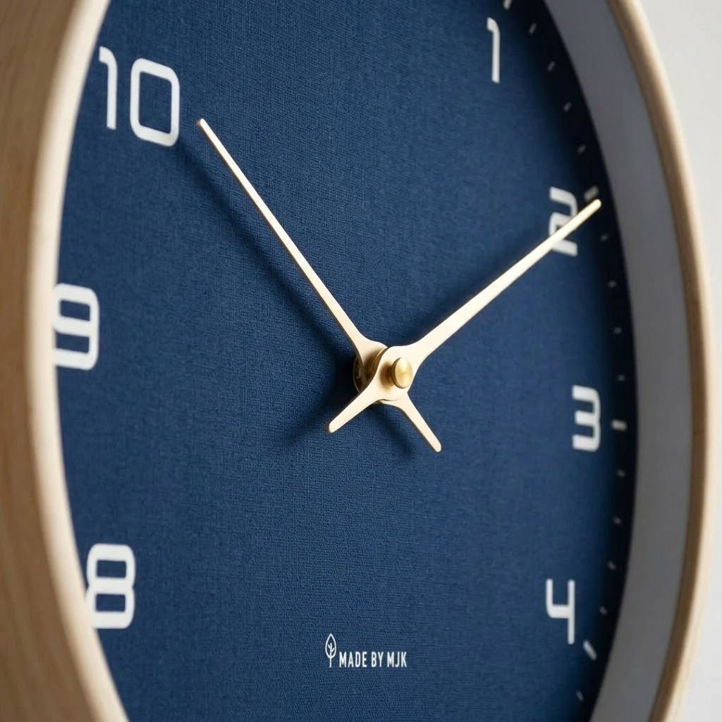 Azure Blue Minimalist Nordic Wood Wall Clock - Tegulane Global