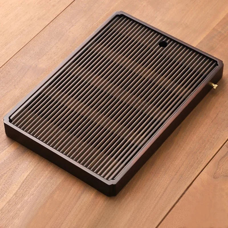 Bamboo Tea Tray Water Drain - Japanese Style - Tegulane Global
