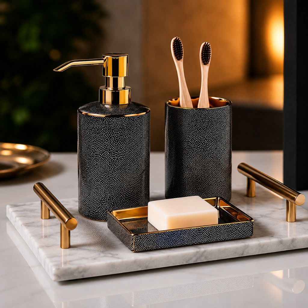 Bathroom Accessories Set – Luxurious Ceramic for Elegant Organisation - Tegulane Global