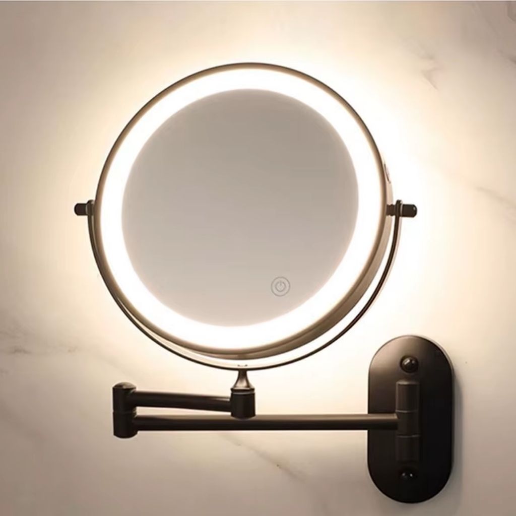 Black Rechargeable LED Mirror – Ideal for Makeup & Bathroom Use - Tegulane Global