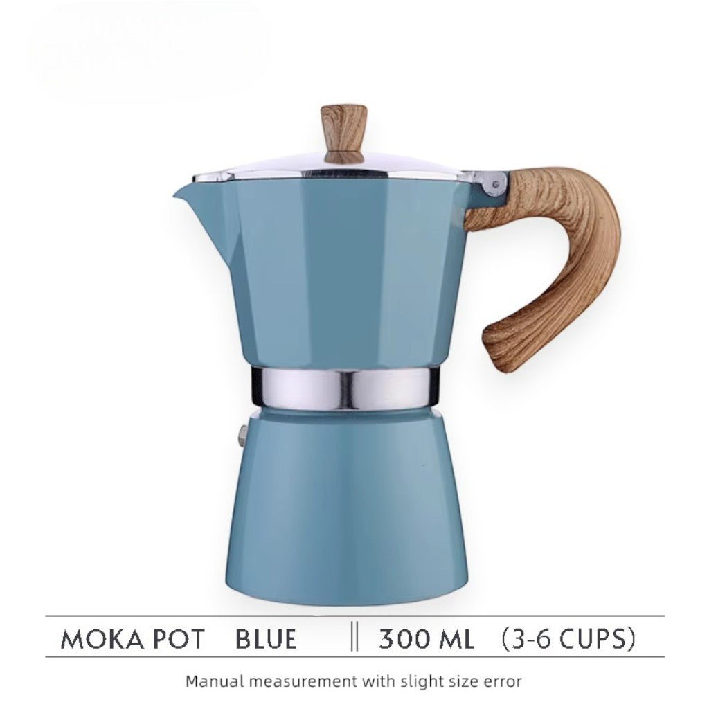 Blue Aluminium Moka Pot Stovetop Espresso Maker Classic Italian Design - Tegulane Global