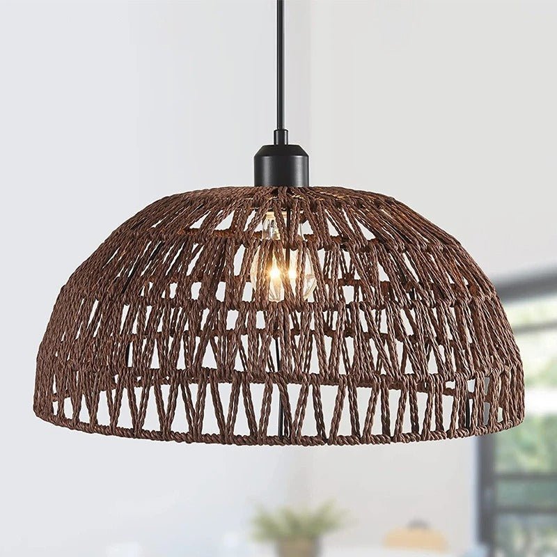 Boho Hand Knitted Japanese Rope Pendant Light - Tegulane Global