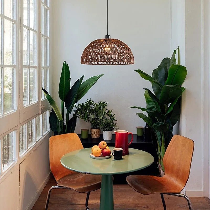 Boho Hand Knitted Japanese Rope Pendant Light - Tegulane Global