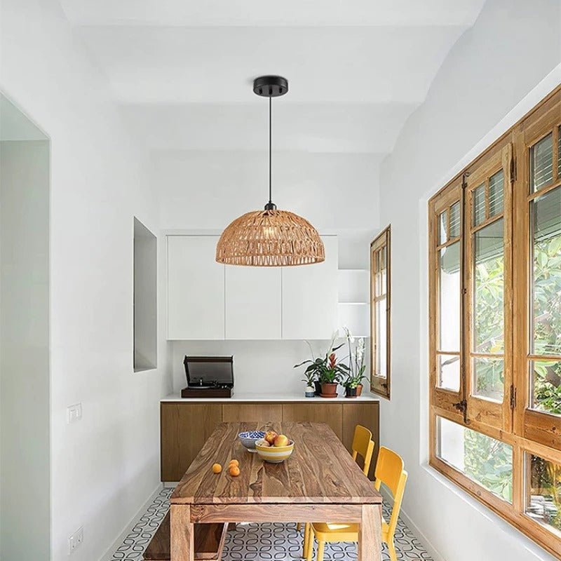 Boho Hand Knitted Japanese Rope Pendant Light - Tegulane Global