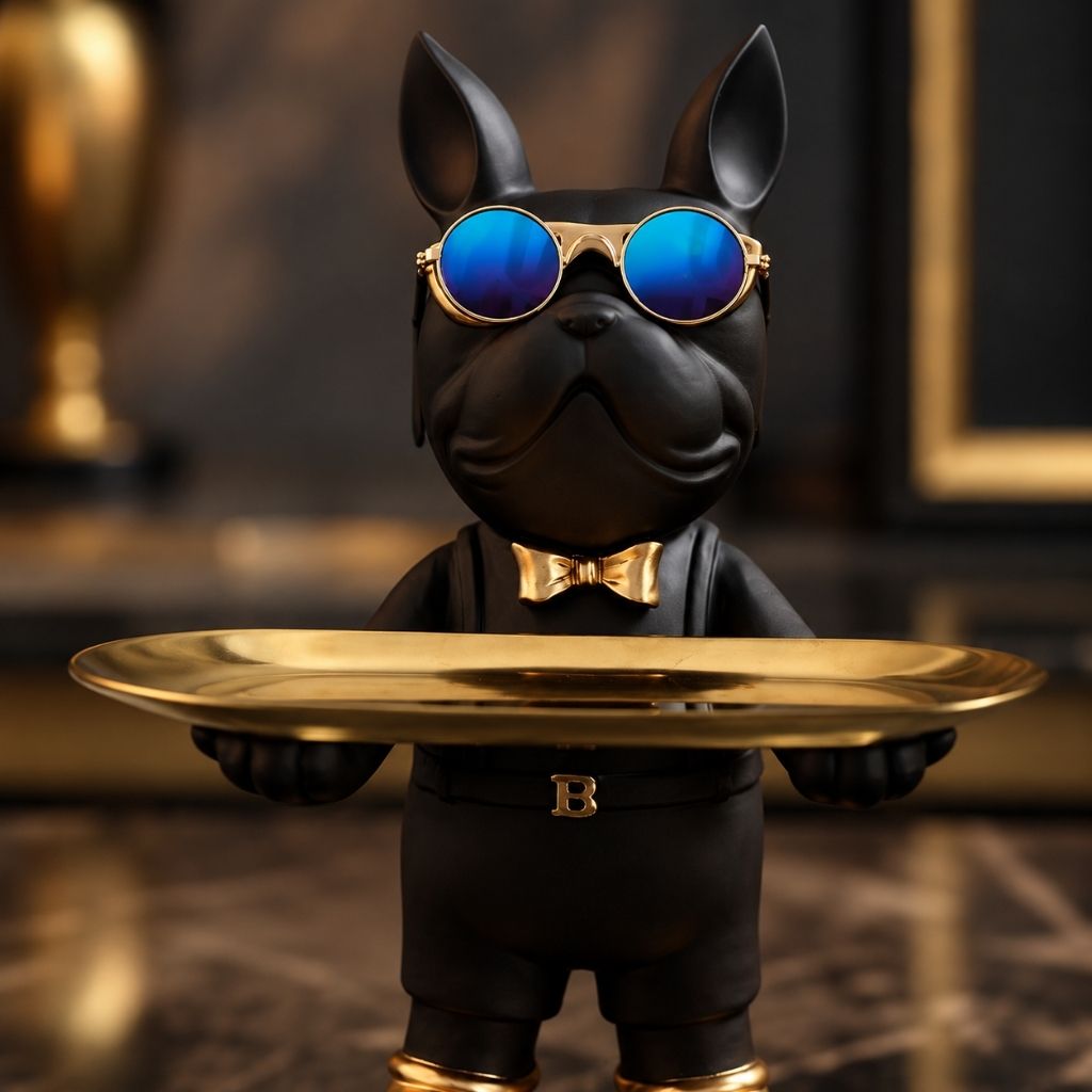 Bulldog Sculpture with Serving Tray - Tegulane Global
