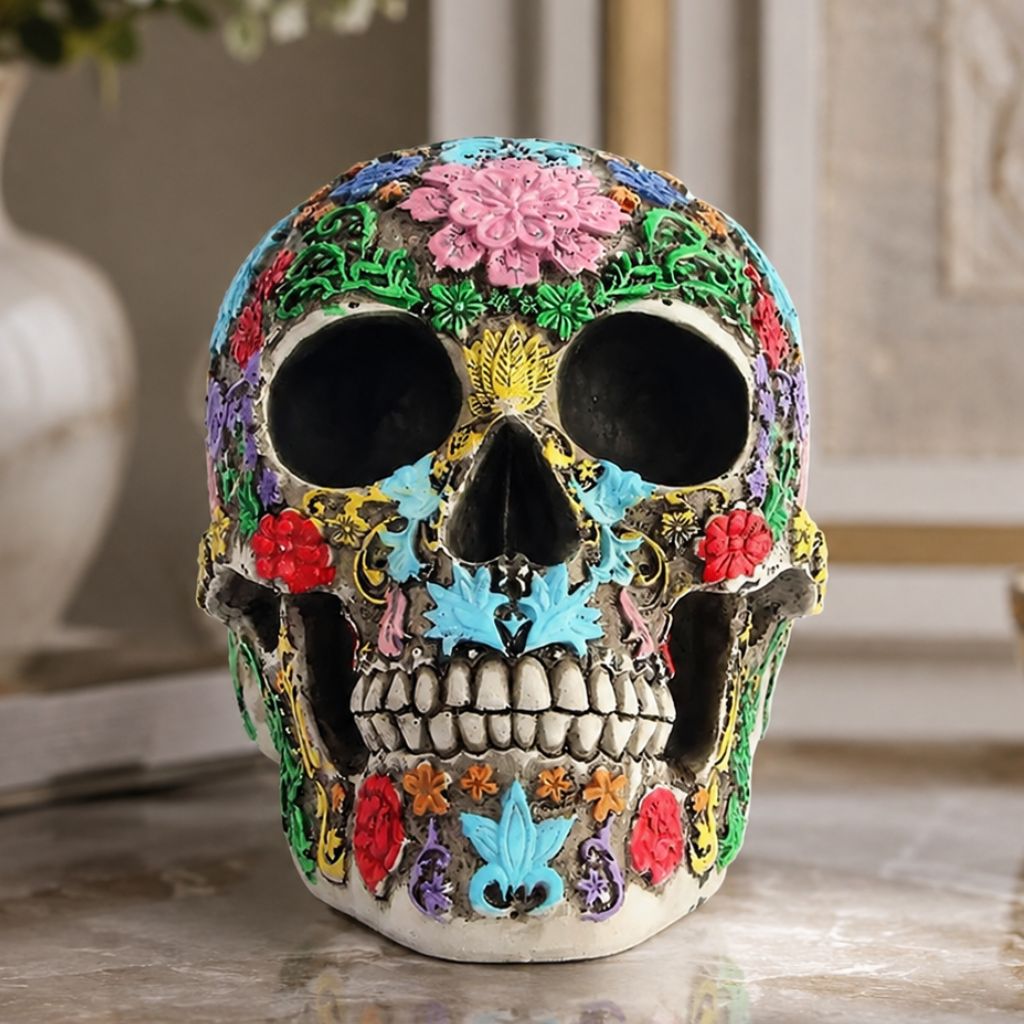 Calavera de Azúcar Resin Skull Statue - Tegulane Global