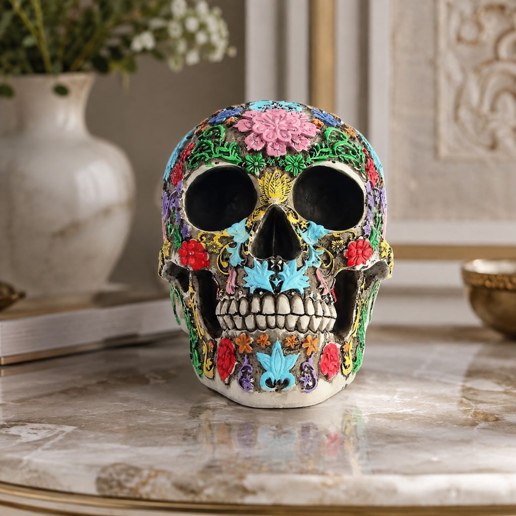 Calavera de Azúcar Resin Skull Statue - Tegulane Global