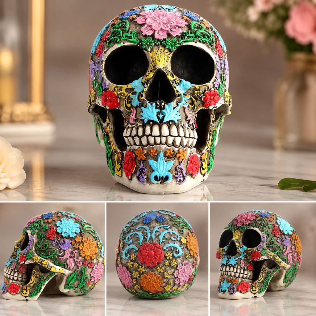 Calavera de Azúcar Resin Skull Statue - Tegulane Global