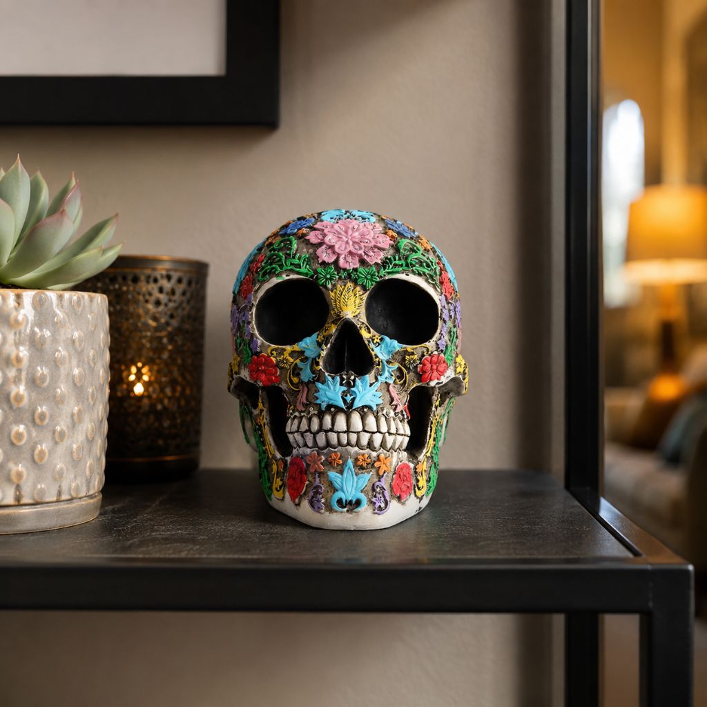 Calavera de Azúcar Resin Skull Statue - Tegulane Global