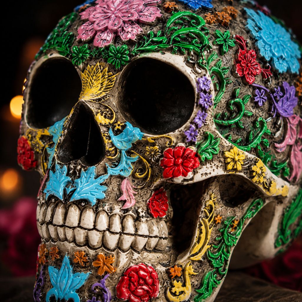 Calavera de Azúcar Resin Skull Statue - Tegulane Global