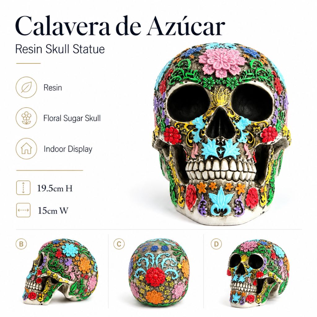 Calavera de Azúcar Resin Skull Statue - Tegulane Global