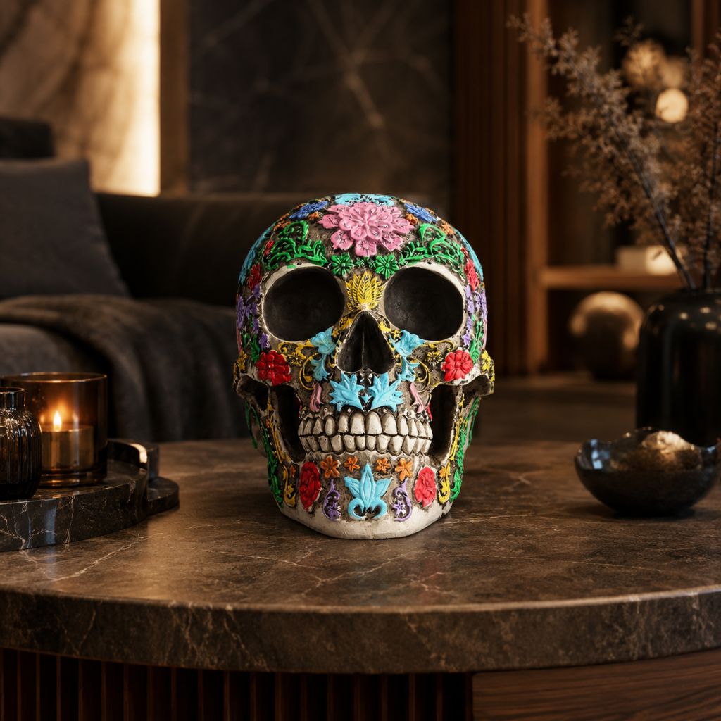 Calavera de Azúcar Resin Skull Statue - Tegulane Global