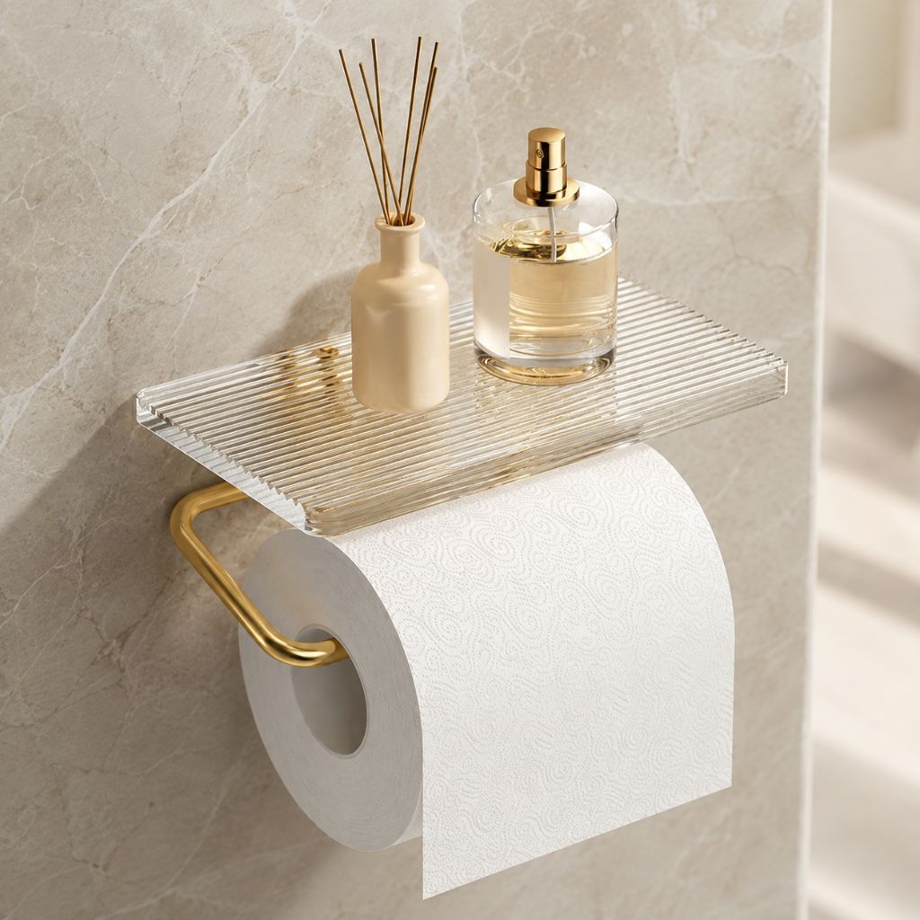 Clear Acrylic Toilet Paper Holder with Metal Frame - Tegulane Global