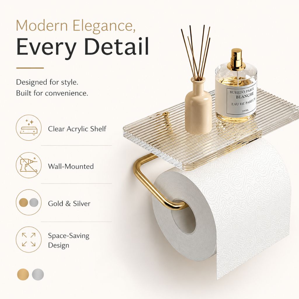 Clear Acrylic Toilet Paper Holder with Metal Frame - Tegulane Global