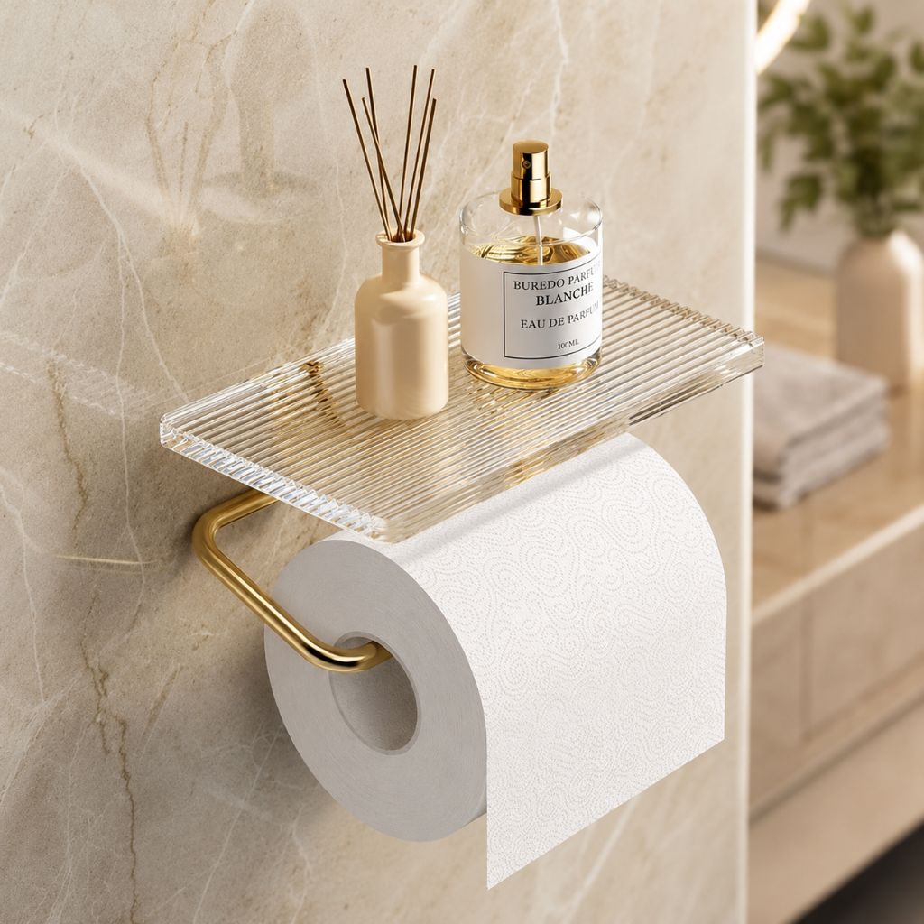 Clear Acrylic Toilet Paper Holder with Metal Frame - Tegulane Global
