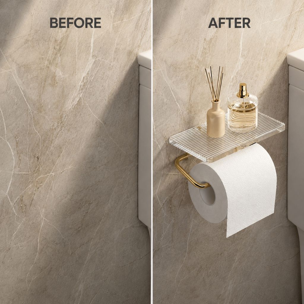 Clear Acrylic Toilet Paper Holder with Metal Frame - Tegulane Global