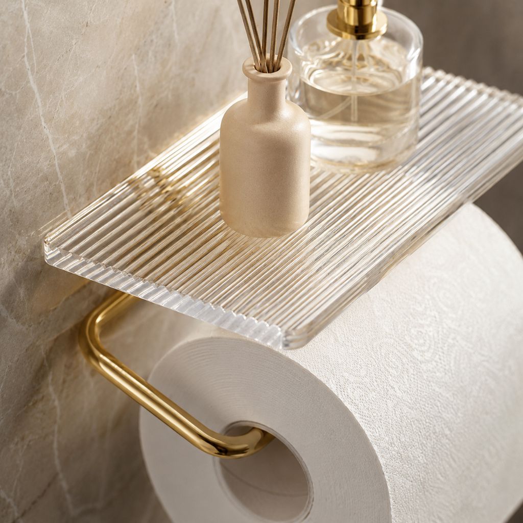 Clear Acrylic Toilet Paper Holder with Metal Frame - Tegulane Global