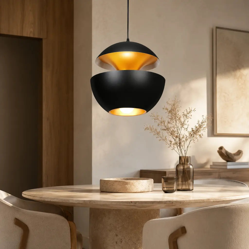 Modern Round Metal Pendant Light with Adjustable Cable - Tegulane Global