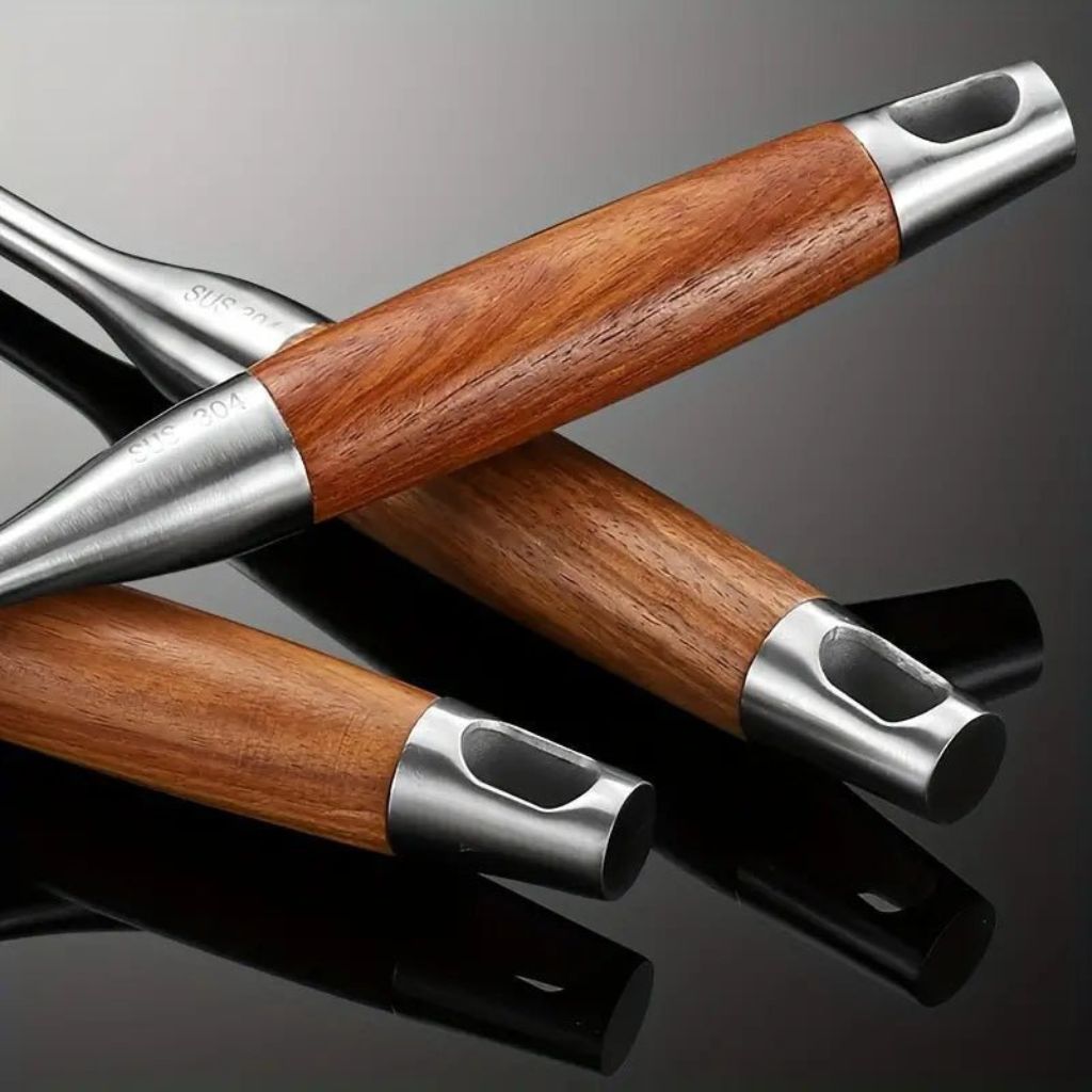 Culina Luxe - Stainless Steel Kitchen Utensil Set with Wooden Handles - Tegulane Global