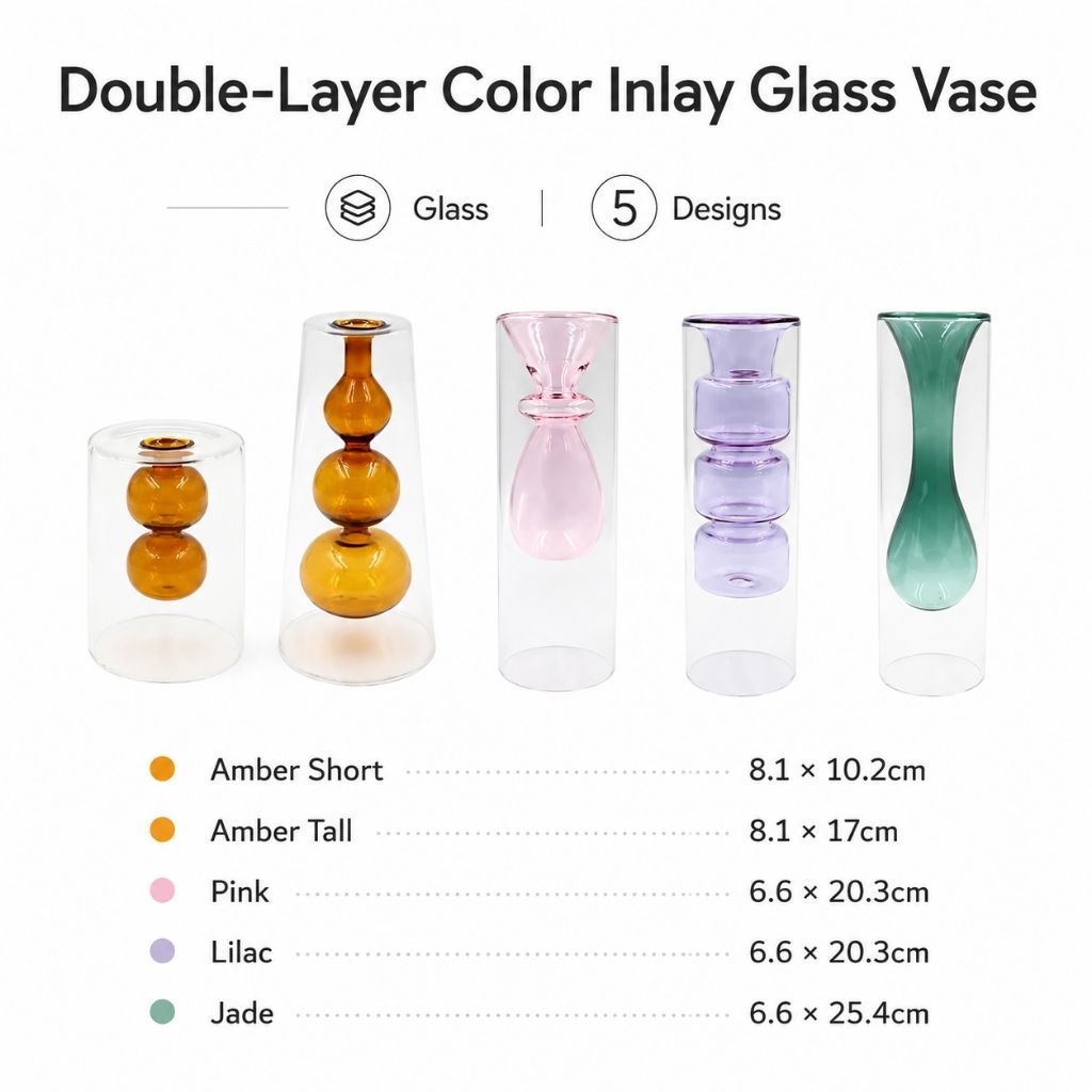 Double-Layer Color Inlay Glass Vase - Tegulane Global