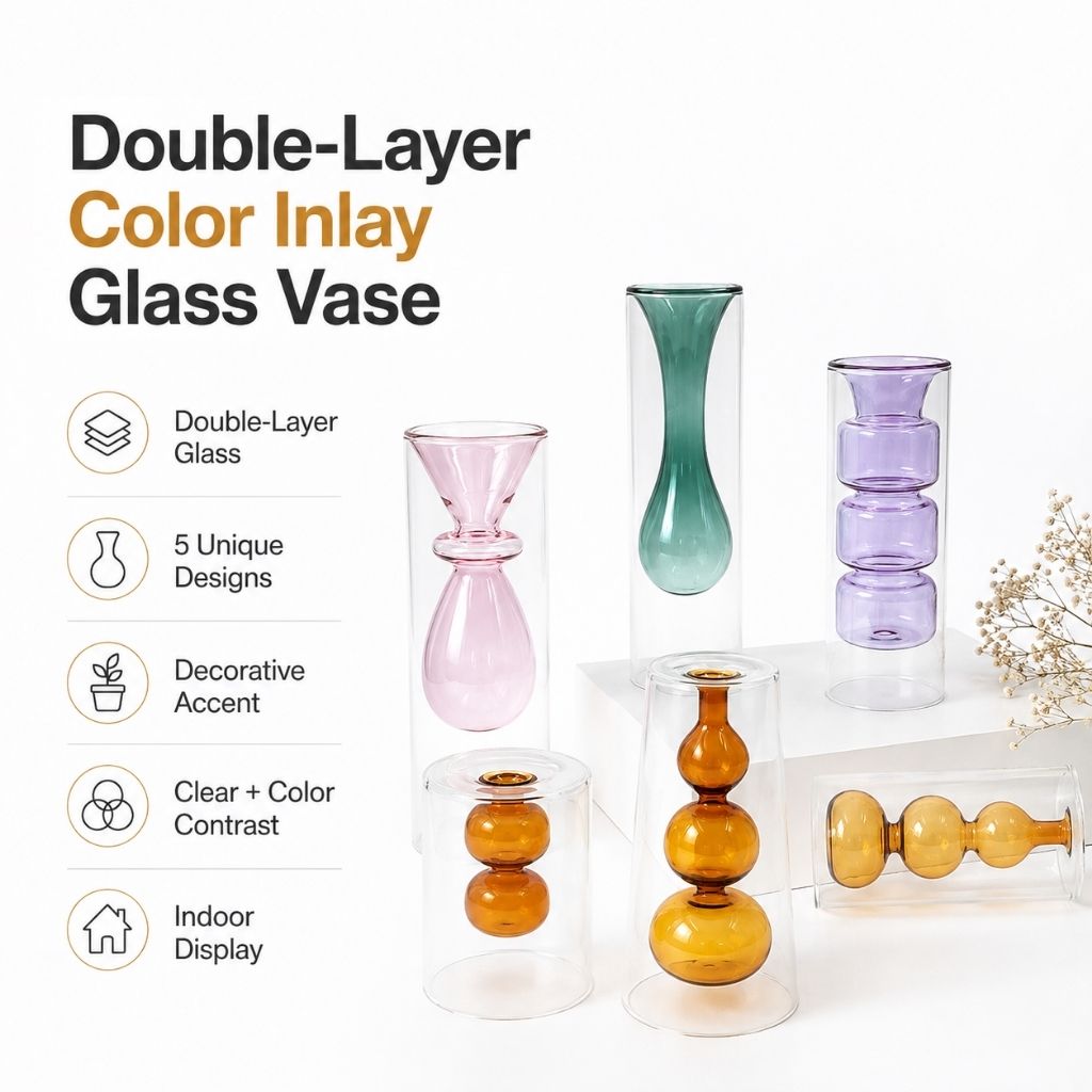 Double-Layer Color Inlay Glass Vase - Tegulane Global