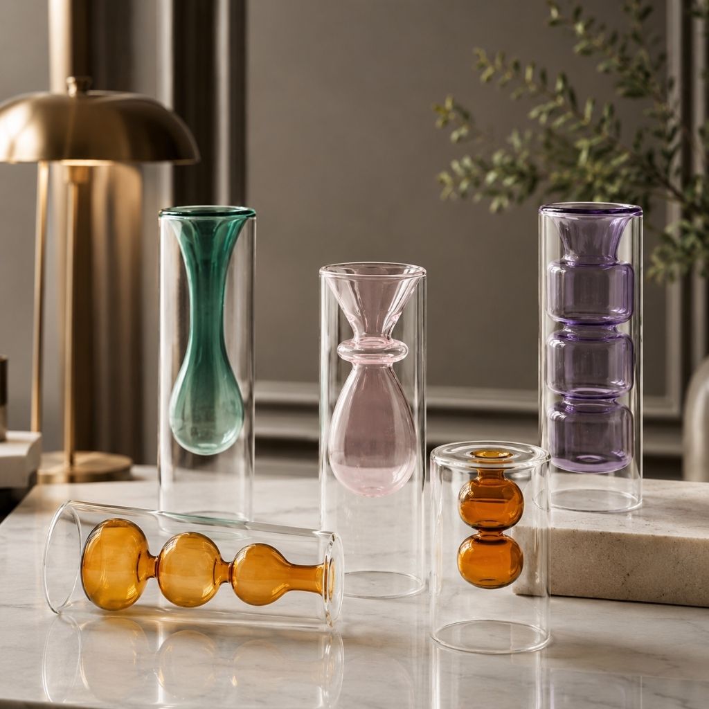 Double-Layer Color Inlay Glass Vase - Tegulane Global