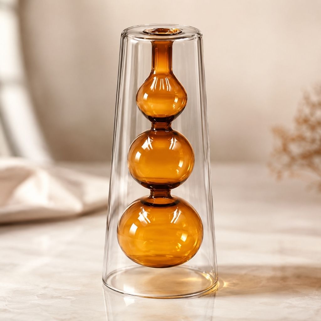 Double-Layer Color Inlay Glass Vase - Tegulane Global