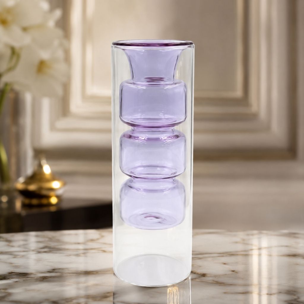 Double-Layer Color Inlay Glass Vase - Tegulane Global
