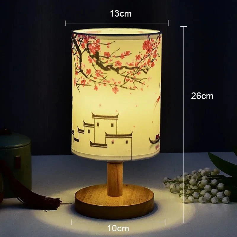 Dust-Resistant Textile Bedside Lamp with Wooden Base - Tegulane Global