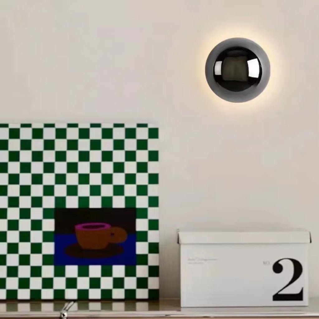 Eclipse Chrome Globe Wall Light Japandi Sphere Sconce - Tegulane Global