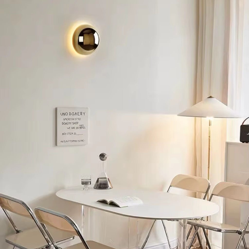 Eclipse Chrome Globe Wall Light Japandi Sphere Sconce - Tegulane Global