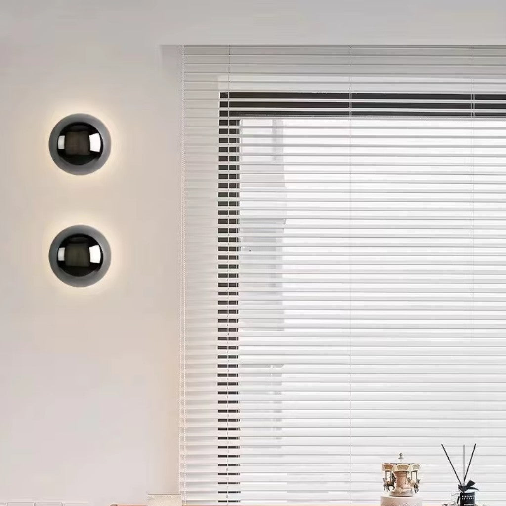 Eclipse Chrome Globe Wall Light Japandi Sphere Sconce - Tegulane Global