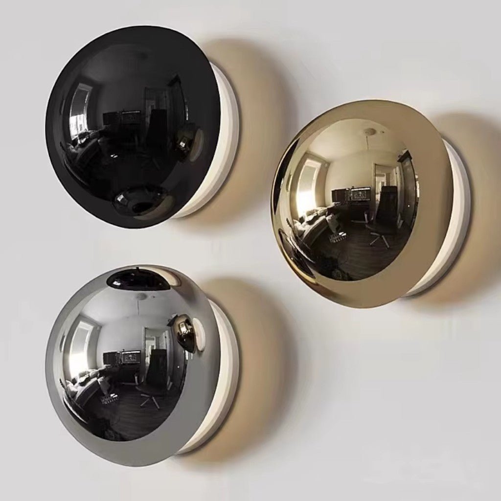 Eclipse Chrome Globe Wall Light Japandi Sphere Sconce - Tegulane Global
