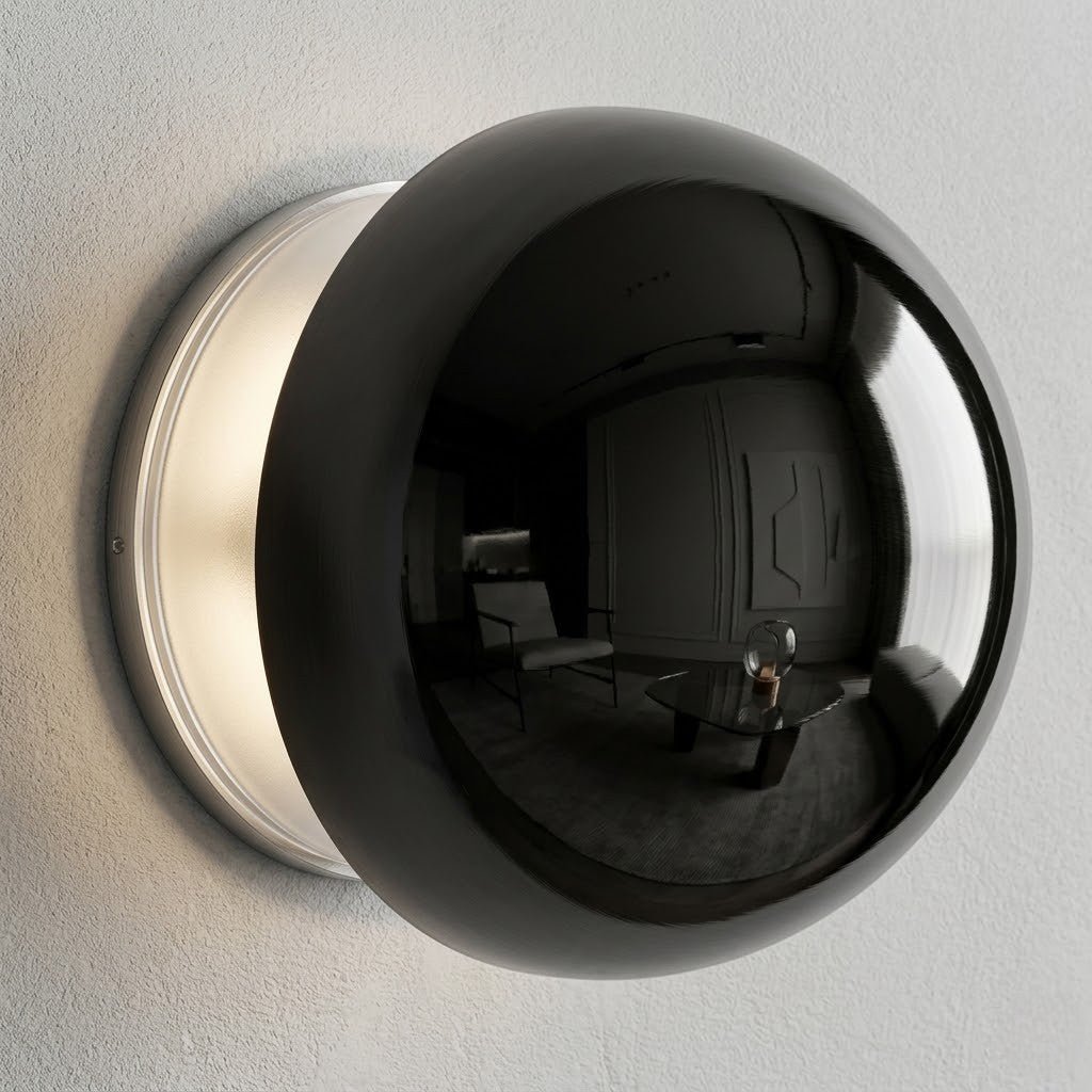 Eclipse Chrome Globe Wall Light Japandi Sphere Sconce - Tegulane Global