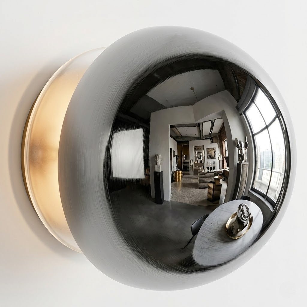 Eclipse Chrome Globe Wall Light Japandi Sphere Sconce - Tegulane Global